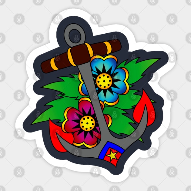 Floral Anchor Sticker by OrneryDevilDesign